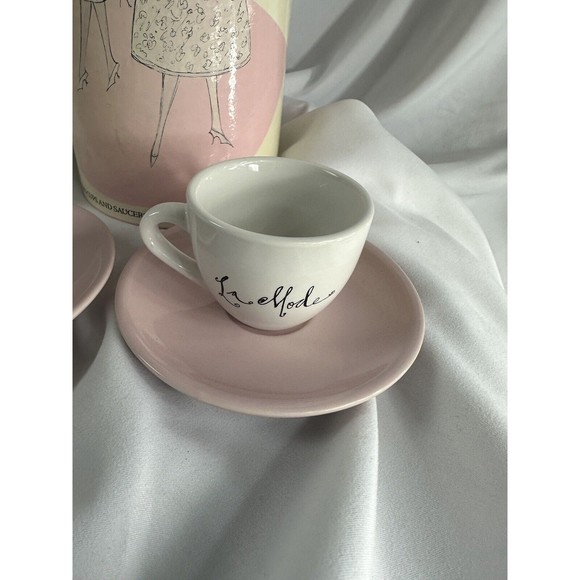 Ooh La La Espresso Cups And Saucers Set Of 4 ROSANNA French Style Retro Style - Picture 7 of 16